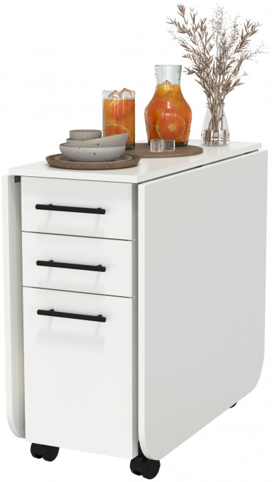 Стол-книжка с ящиками 1-6702бел, цвет белый, ШхГхВ 38х80х74 см. сложенный, разложенный два размера: 103/167х80х74 см.