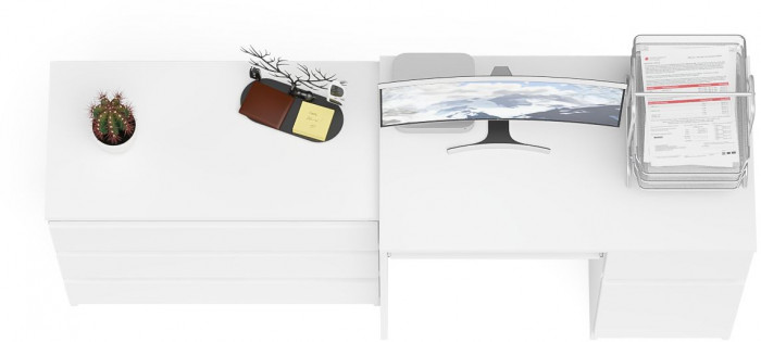 Мори компьютерный стол МС-1 правый + Комод МК800.1, белый