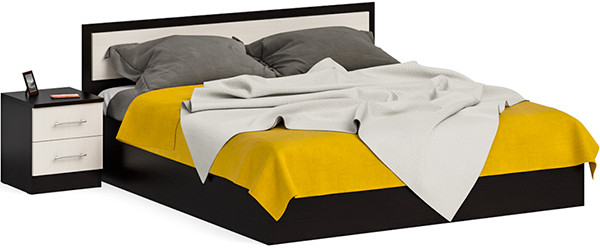 Фиеста Кровать 1800 + тумба, цвет венге/дуб лоредо, ШхГхВ 225х203,5х80 см., сп.м. 1800х2000 мм., б/м, основание есть