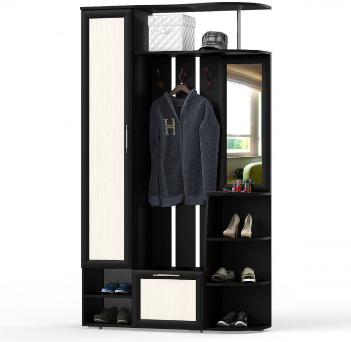 Прихожая Ксения-2, цвет венге/дуб лоредо, ШхГхВ 120х38х212 см., НЕ универсальная сборка