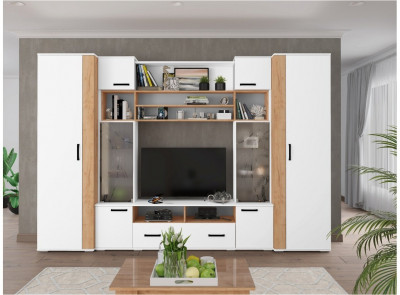 Гостиная Оскар-18, композиция 2, белый/крафт золотой