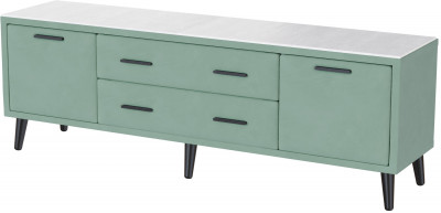 Тумба ТВ интерьерная 1,6 Пай мятный/мдф холст белый