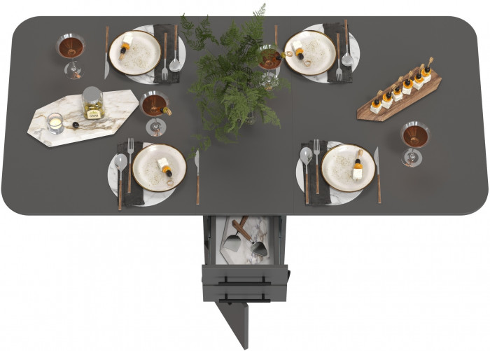 Стол-книжка с ящиками 1-6702граф, цвет графит, ШхГхВ 38х80х74 см. сложенный, разложенный два размера: 103/167х80х74 см.