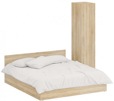 Кровать 1800 + Пенал Стандарт, цвет дуб сонома, ШхГхВ 183,5х203,5х70 + 45х52х200 см., сп.м. 1800х2000 мм., без матраса, основание есть