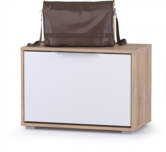 Куба Прихожая 2, обувница 13.58 + Зеркало, цвет дуб сонома/белый премиум, ШхГхВ 65х38,3х180 см.