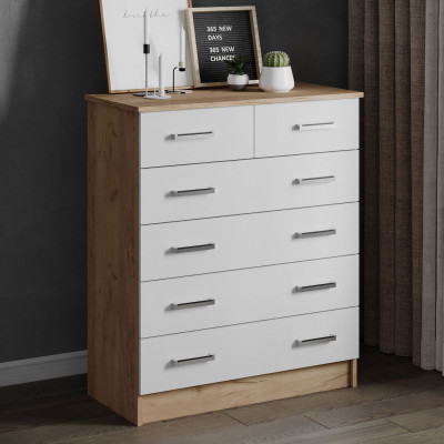 Комод Катрин 5 (820*990*425) дуб крафт золотой/белый