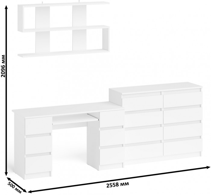 Мори компьютерный стол МС-2 + Комод МК1200.8 + Полка 1200, графит