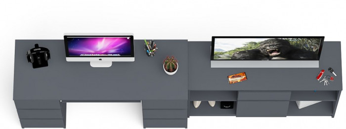 Мори компьютерный стол МС-2 + Тумба МТВ1204.1, графит