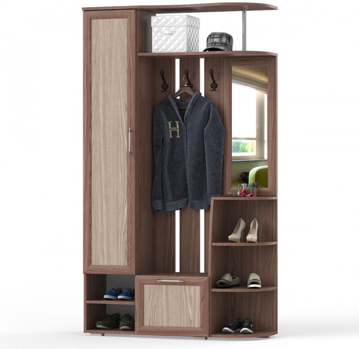 Прихожая Ксения-2, цвет ясень шимо светлый/ясень шимо тёмный, ШхГхВ 120х38х212 см., НЕ универсальная сборка