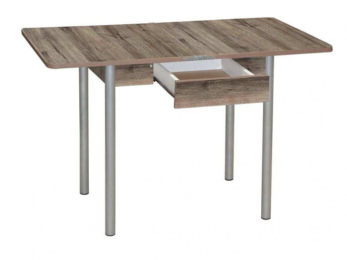 Эко 80х60 стол обеденный раскладной с ящиком / велингтон/металлик