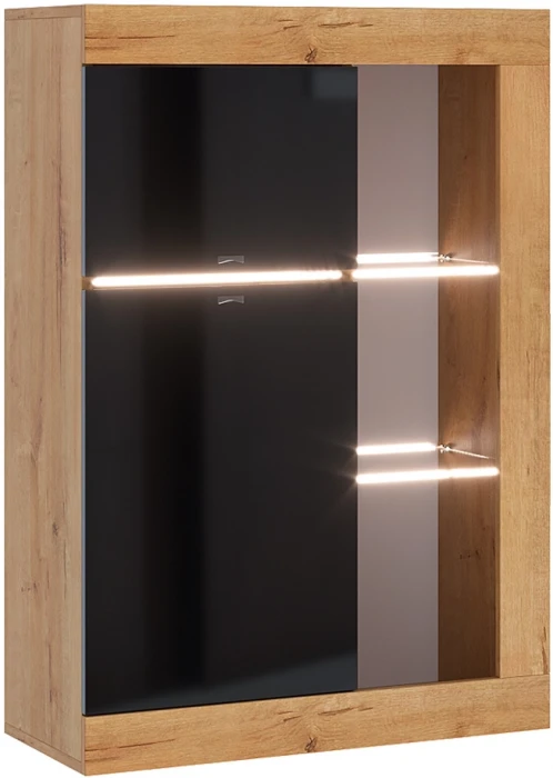 Прага Модульная Гостиная, вариант №4, Дуб Вотан/Черный глянец