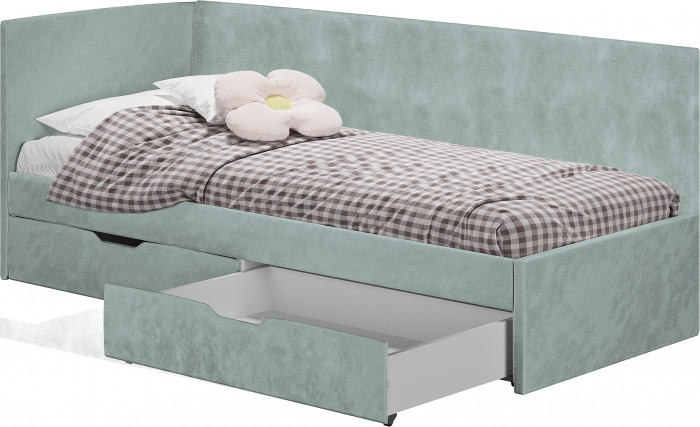 Кровать односпальная "Лео" КР-49 Белый/Шарли бриз/ЛДСП настил