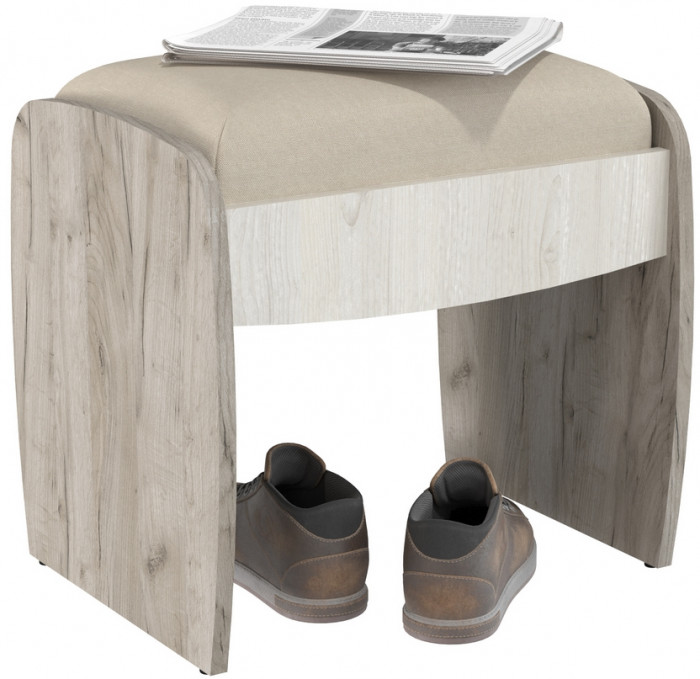 Банкетка 6-5140дкс/скан.д.б. Сицилия, цвет дуб крафт серый/скандинавское дерево белое, ШхГхВ 48х38х47,6 см.