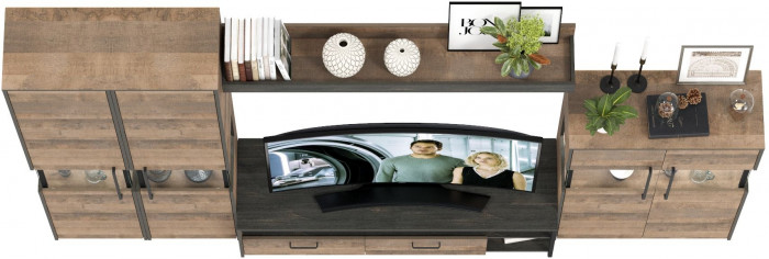 Трувор Гостиная 039, цвет дуб гранж песочный/интра, ШхГхВ 325,2х45,4х210 см., универсальная сборка