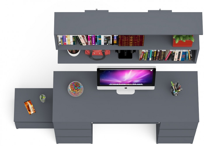 Мори Стол компьютерный МС-2 + Тумба ТМП400.1 + Полка 1200, цвет графит, ШхГхВ 175,8х50х209,6 см., универсальная сборка