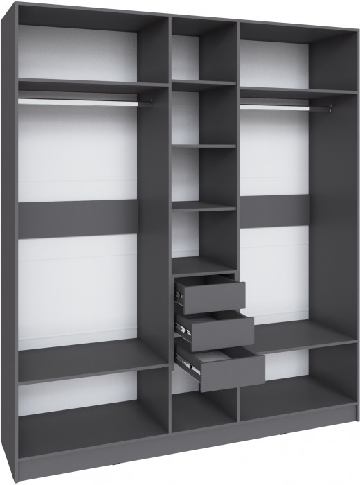 Шкаф Мадрид (2,0) с 3 ящ. внутри без зеркала, Графит серый