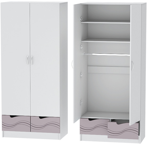 Детская комната Бриз МДФ, набор 6, Белый/Ирис (Волна)