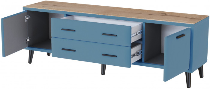 Тумба ТВ интерьерная 1,6 Пай светло-голубой/мдф дуб канадский