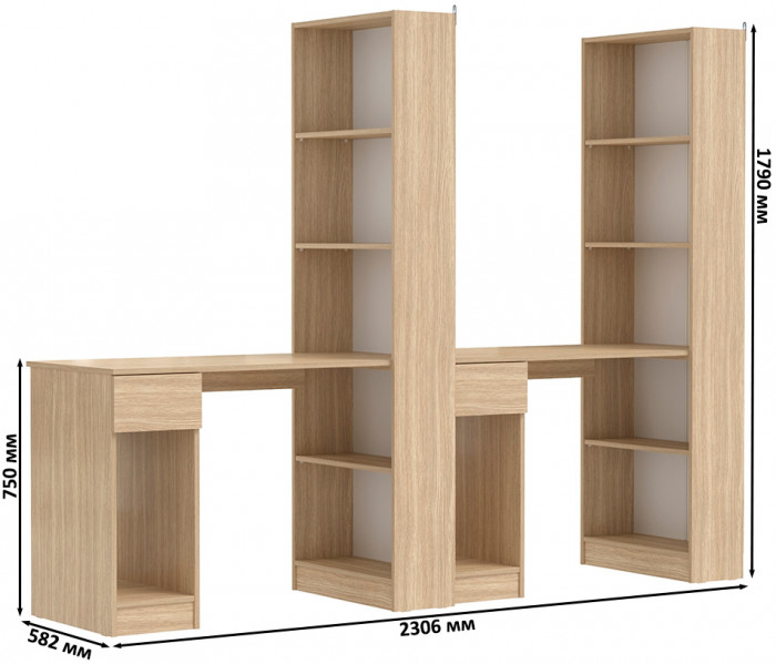 Лайт Шкаф комбинированный 10.01 + 10.01, цвет плэйн, ШхГхВ 230,6х58,2х179 см., универсальная сборка(обязательно крепление к стене)