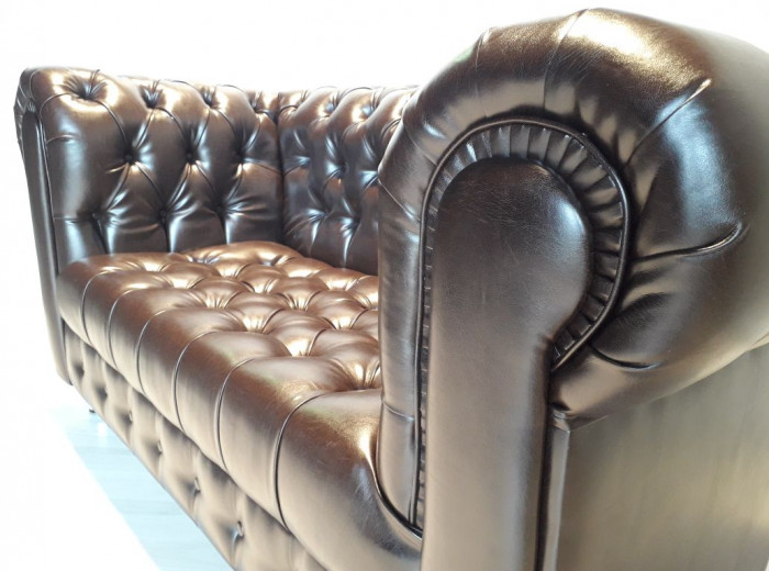 Диван Честер 2- х местный, коричневый сиденье каретка