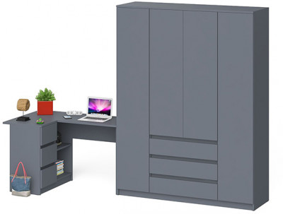 Мори компьютерный стол МС-16 левый + Шкаф МШ1600.1, графит