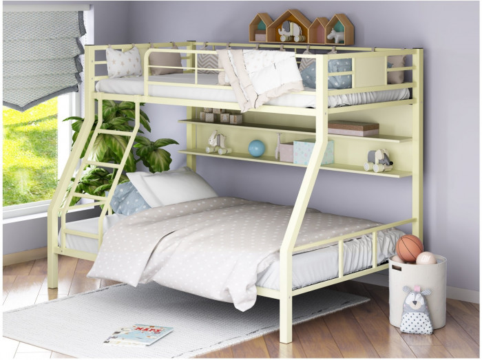 Двухъярусная кровать Гранада-1П (Коричневый, Дуб молочный)