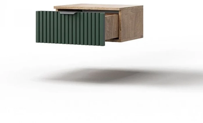 Тумба (1 ящик) "Герта" - Дуб канзас/Зеленый матовый