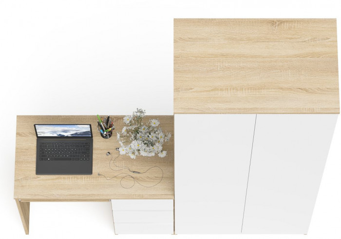 Мори Стол компьютерный МС-6 правый + Шкаф МШ800.1, цвет дуб сонома/белый, ШхГхВ 170,4х50,4х209,6 см., выдвижные ящики справа, НЕ универсальная сборка