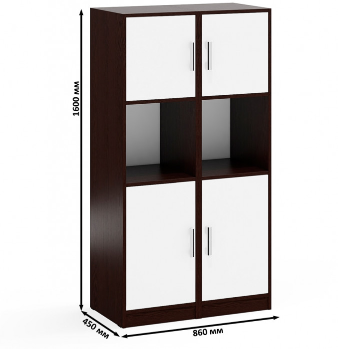 Два Пенала С-МД-СК9П к компьютерному столу С-МД-СК9, цвет венге/белый шагрень, ШхГхВ 86х45х160 см., универсальная сборка