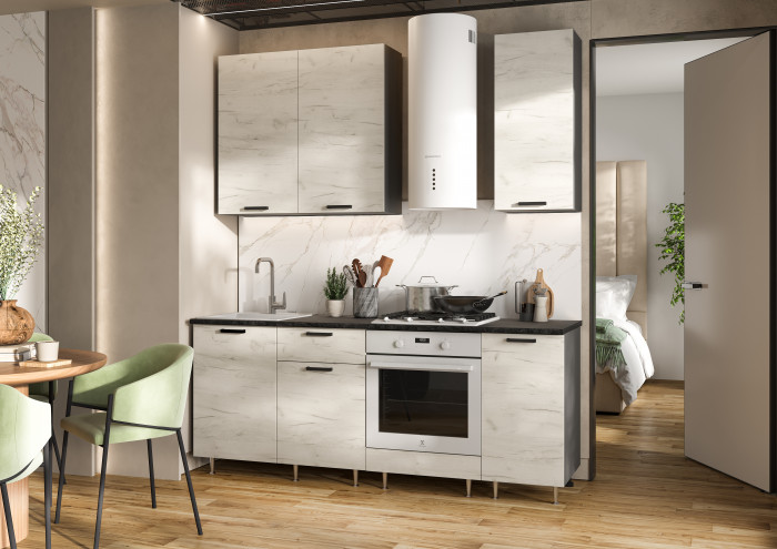 Кухня Рио NEW ЛДСП 2,0/900м (490) Компановка №2 Дуб Крафт Белый/Графит