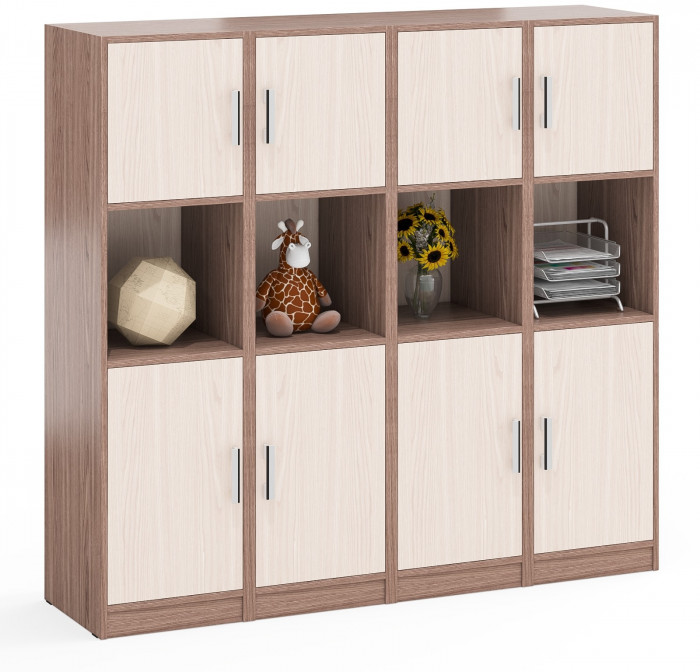 Четыре Пенала С-МД-СК9П к компьютерному столу С-МД-СК9, цвет ясень шимо светлый/ясень шимо тёмный, ШхГхВ 172х45х160 см., универсальная сборка