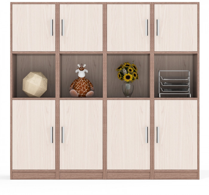 Четыре Пенала С-МД-СК9П к компьютерному столу С-МД-СК9, цвет ясень шимо светлый/ясень шимо тёмный, ШхГхВ 172х45х160 см., универсальная сборка