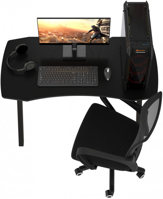 Игровой стол Мебель--24 GT-2310 + кресло компьютерное 103 чёрное, цвет чёрный, ШхГхВ 120х60х73 + 59х56х83-94 см.