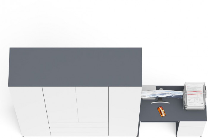 Мори компьютерный стол МС-1 правый + Шкаф МШ1600.1, графит/белый