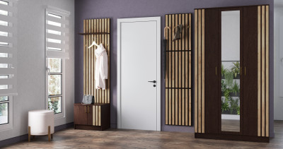 Модульная прихожая Кано, набор 4, Венге/Крафт золотой