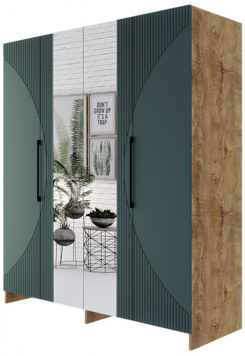 Модульная спальня "Монтале" - Дуб канзас/Зеленый матовый