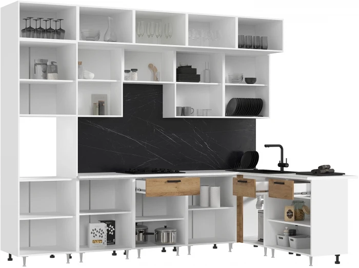 ЛДСП Кухня Рио NEW 3,0х1,8м Компановка №2 дуб крафт (антарес)