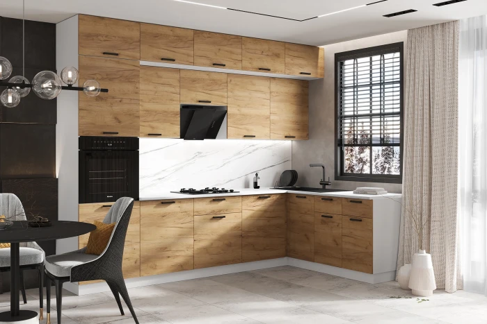 ЛДСП Кухня Рио NEW 3,0х1,8м Компановка №2 дуб крафт (антарес)