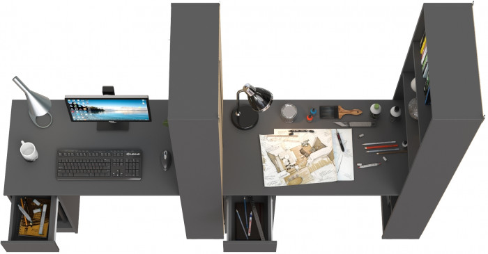 Лайт Шкаф комбинированный 10.01 + 10.01, цвет тёмно-серый, ШхГхВ 230,6х58,2х179 см., универсальная сборка(обязательно крепление к стене)