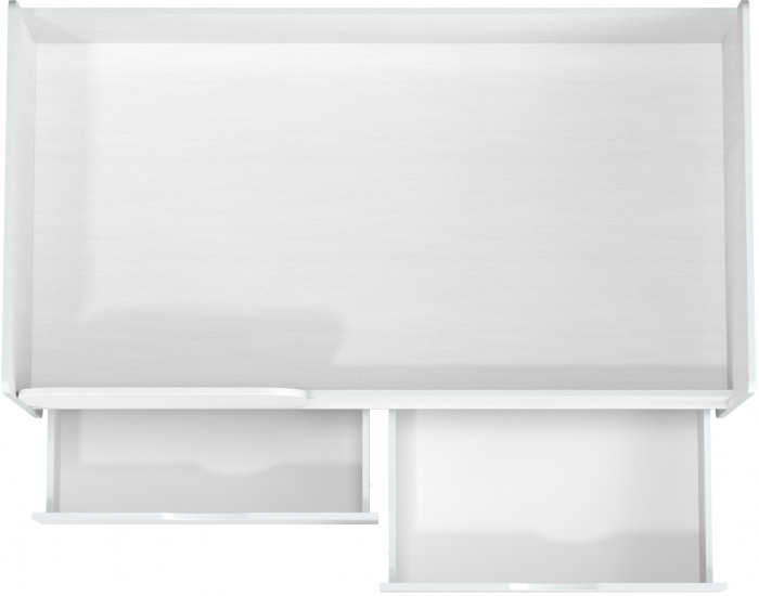 КР100 Уна 11.22 Кровать с ящиками, цвет белый(структура Поры дерева), ШхГхВ 163,8х87,6х65,3 см., 800х1600 мм., б/м, осн. есть, съёмный бортик