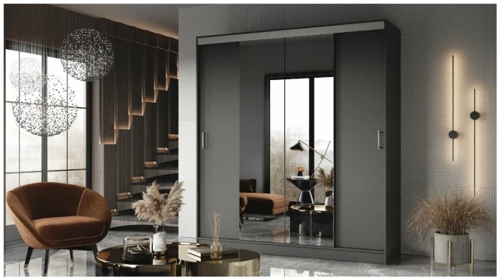 Шкаф-купе Альянс-3 ЛДСП, Графит