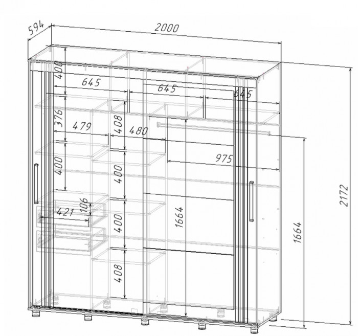 Форест Шкаф-купе 2000, крафт золотой