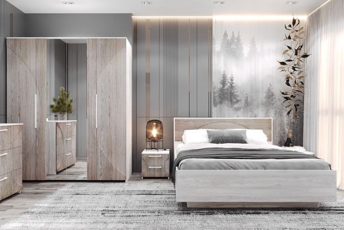 Модульная спальня "Монтале" - Бетон пайн светлый/Астана роузвуд