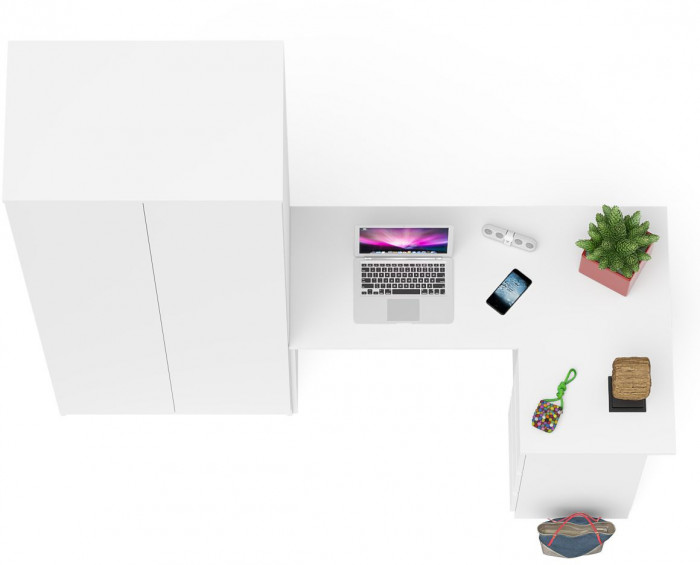 Мори Стол компьютерный МС-16 правый + Шкаф МШ800.1, цвет белый, ШхГхВ 204,8х84,9х209,6 см., выдвижные ящики справа, НЕ универсальная сборка