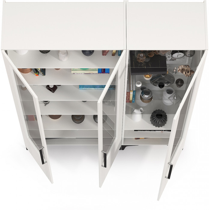 Валенсия Гостиная № 128, ЛДСП белый шагрень/МДФ белый шагрень