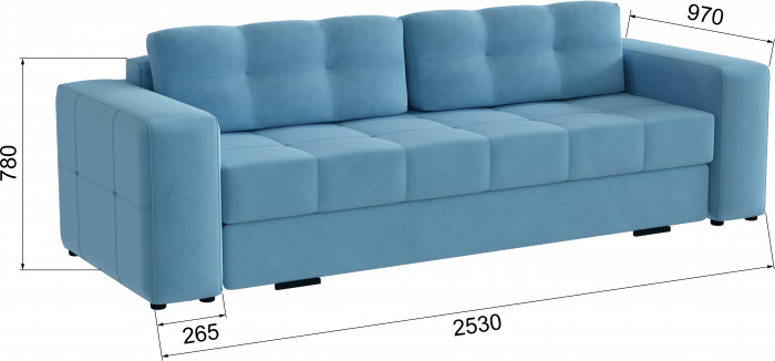 Диван раскладной Верден, светло-голубой