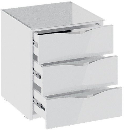 Глосс ТД 319.03.02 Тумба прикроватная с 3 ящиками (Белый глянец/Стекло)