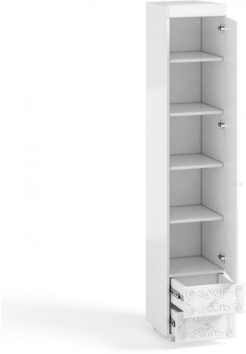 Шкаф-пенал 1дв. (гл.410) с ящиками Италия ИТ-30 белое дерево