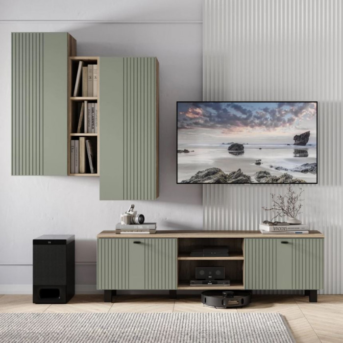 "Олива" ШКН-01 шкаф навесной Дуб каньон/MF12 Эвкалипт софт