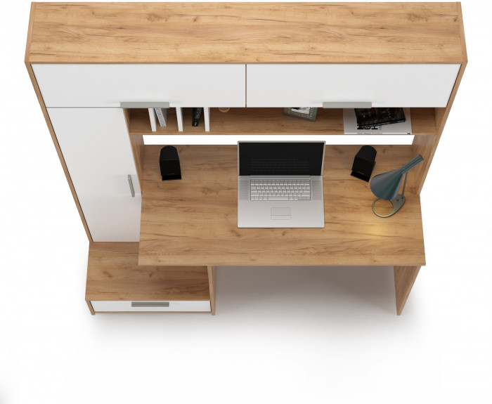 Лайт письменный стол 03.243Н, дуб крафт золотой/белый премиум